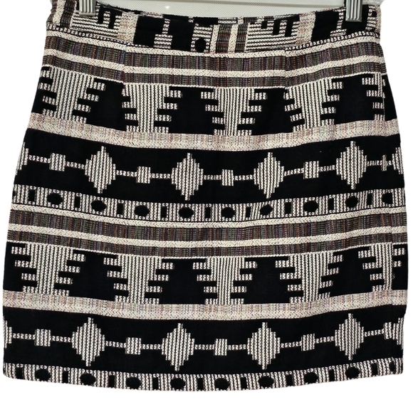 Esley Dresses & Skirts - Esley Ethnic Pattern Woven Mini Skirt, black, white and multi color